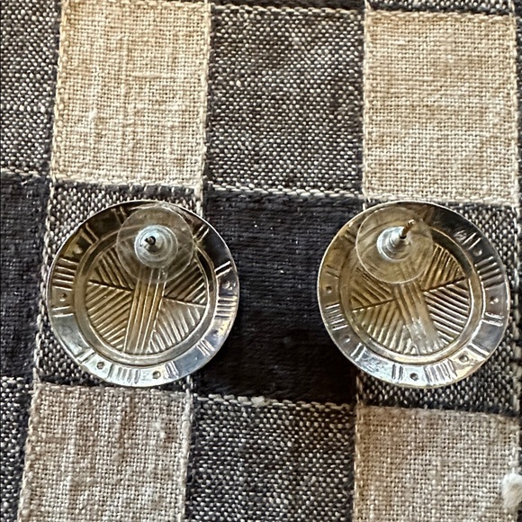 VintageTabra Sterling Silver Aztec Moon  Face Design Stud Earrings - Picture 2 of 3